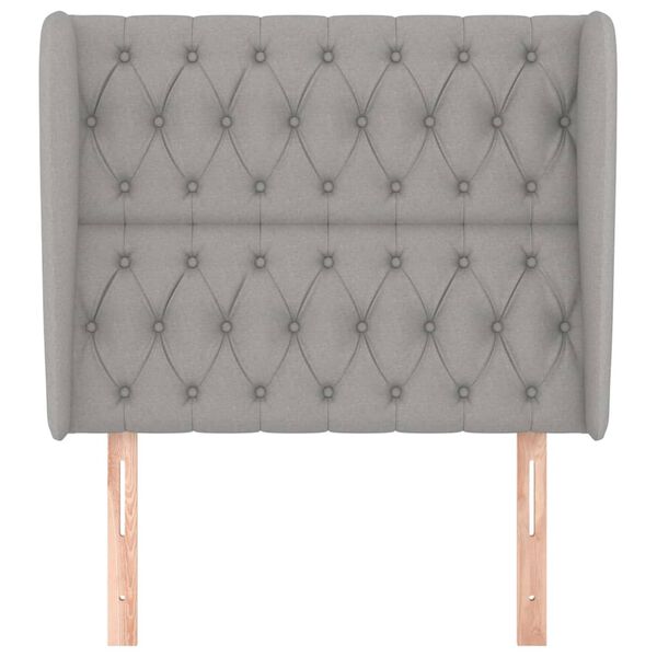 vidaXL Kopfteil mit Ohren Hellgrau 103x23x118/128 cm Stoff