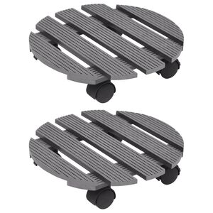 vidaXL Pflanzenroller 2 Stk. Grau &Oslash;30x7,5 cm WPC