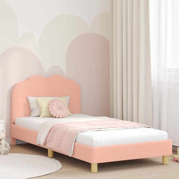 vidaXL Kinderbettgestell mit Kopfteil Rosa 90 x 200 cm Schafstoff