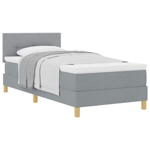 vidaXL Boxspringbett mit Kissen Hellgrau 80 x 200 cm Stoff