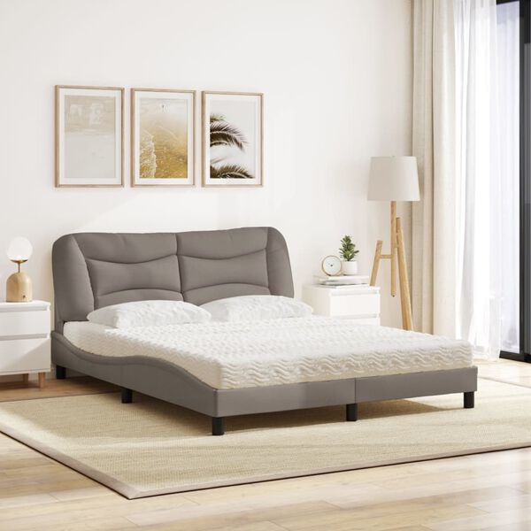vidaXL Bett mit Matratze "Hvar" Taupe 160x200 cm Stoff
