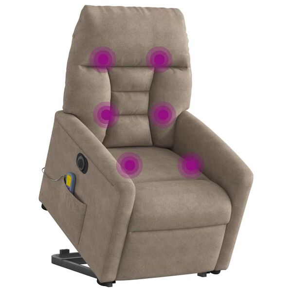 vidaXL Massagesessel Aufstehhilfe Elektrisch Taupe Mikrofasergewebe