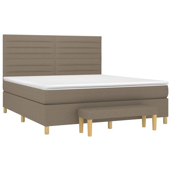 vidaXL Boxspringbett mit Matratze Taupe 180x200 cm Stoff