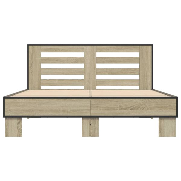 vidaXL Bettgestell Sonoma-Eiche 120x190 cm Holzwerkstoff und Metall