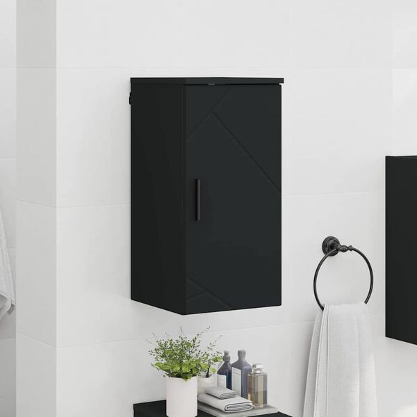 vidaXL Badezimmerschrank Wandmontiert Schwarz 30 x 31,5 x 61 cm