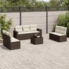 vidaXL 8-tlg. Garten-Sofagarnitur mit Kissen Braun Poly Rattan