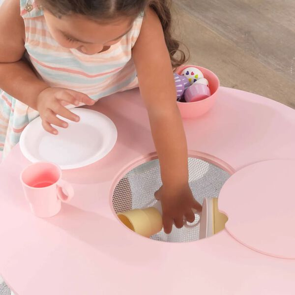KidKraft Kindertisch mit 2 St&uuml;hlen Rosa Massivholz 26165
