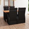 vidaXL 5-tlg. Garten-Essgruppe mit Kissen Poly Rattan Schwarz