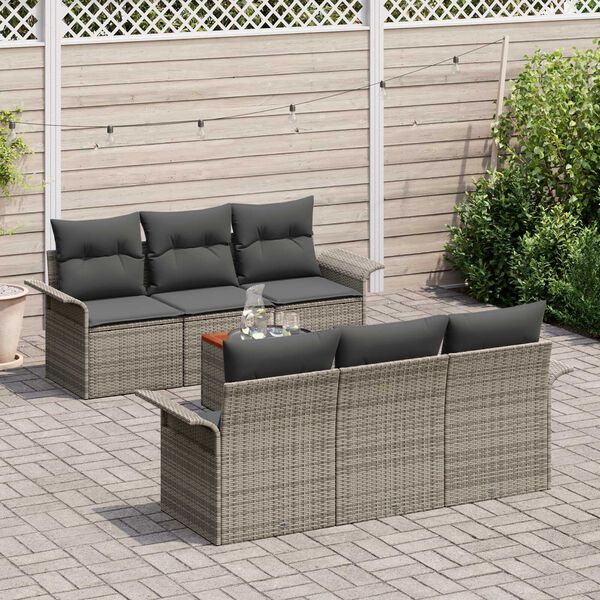 vidaXL Gartensofa-set mit Kissen 7 pcs Grau Poly-Rattan