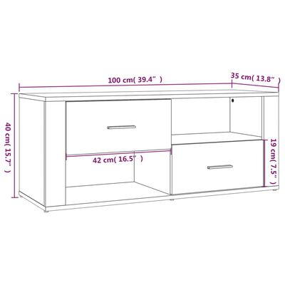 vidaXL TV-Schrank Braun Eichen-Optik 100x35x40 cm Holzwerkstoff