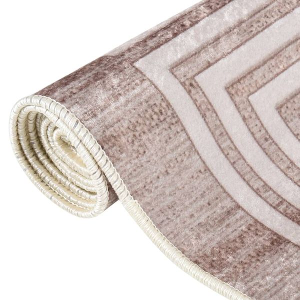 vidaXL Teppich Waschbar Beige 190x300 cm Rutschfest