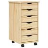 vidaXL Rollcontainer mit Schubladen MOSS 34 x 39 x 65,5 cm Klarlack