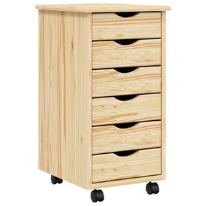 vidaXL Rollcontainer mit Schubladen MOSS 34 x 39 x 65,5 cm Klarlack