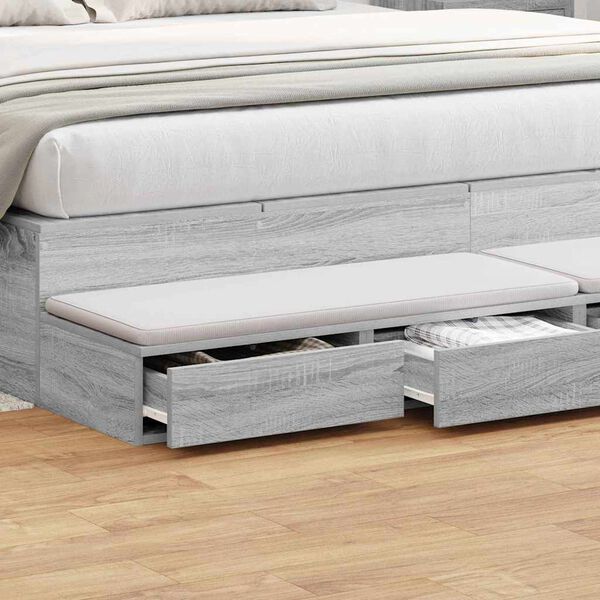 vidaXL Bettschubladen Graues Sonoma 200 x 36,5 x 16,5 cm Holzwerkstoff