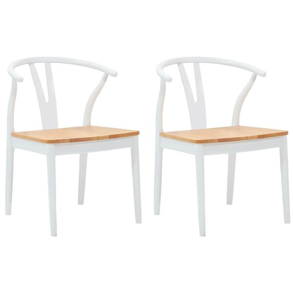 vidaXL Esszimmerstuhl 2 pcs Wei&szlig; und Natur Massives Gummiholz