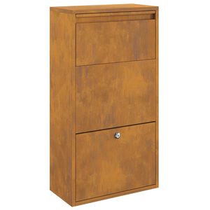 vidaXL Paketdrop-Box mit T&uuml;r Rostig 44 x 22 x 82 cm Wetterfeststahl