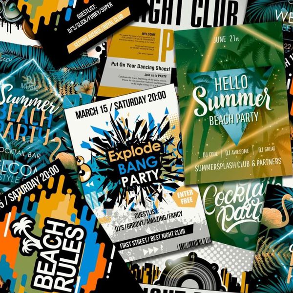 Noordwand Tapete Good Vibes Club Posters Gr&uuml;n und Orange
