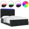 vidaXL Ottoman-Bett mit Matratzen & LEDs Schwarz 140x190 cm Samt