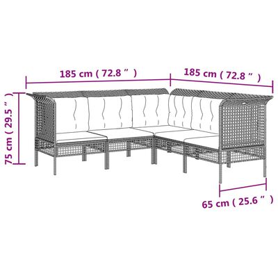 vidaXL 9-tlg. Garten-Lounge-Set mit Kissen Grau Poly Rattan