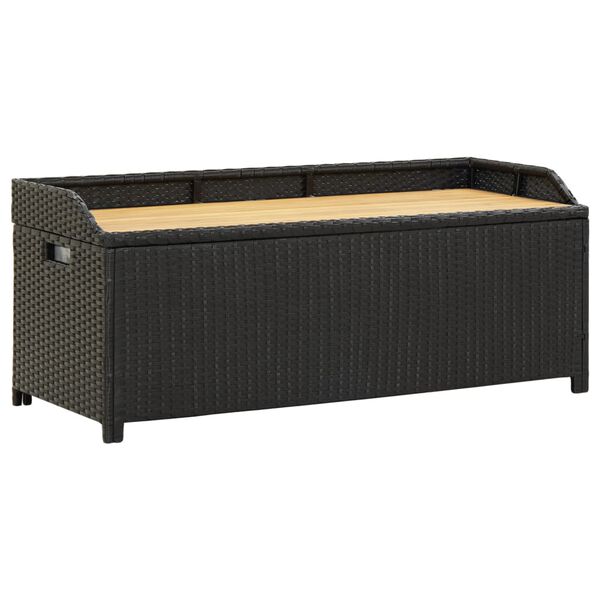 vidaXL Sitzbank mit Stauraum 120 cm Poly Rattan Schwarz