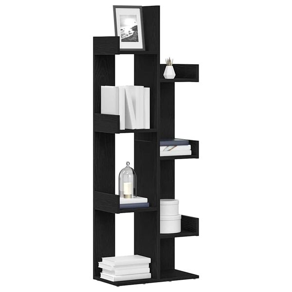 vidaXL B&uuml;cherregal Schwarz Eichen-Optik 48 x 25,5 x 140 cm