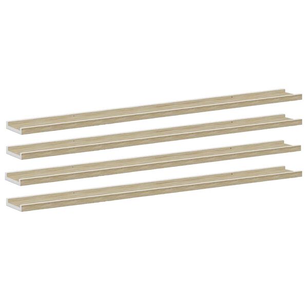 vidaXL Wandregale 4 Stk. Wei&szlig; und Sonoma-Eiche 115x9x3 cm
