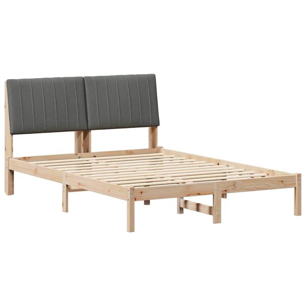 vidaXL Bettrahmen Dunkelgrau 140 x 200 cm Massives Kiefernholz
