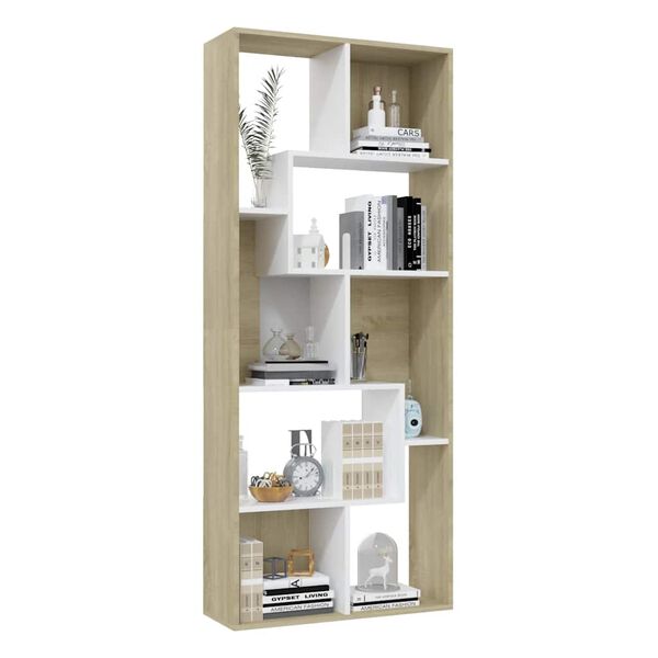 vidaXL B&uuml;cherregal Wei&szlig; und Sonoma-Eiche 67x24x161 cm Holzwerkstoff