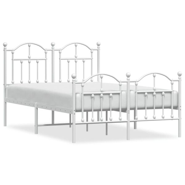 vidaXL Bettgestell mit Kopf- und Fu&szlig;teil Metall Wei&szlig; 120x190 cm
