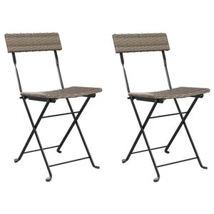 vidaXL Bistrost&uuml;hle 2 Stk. Klappbar Grau Poly Rattan und Stahl