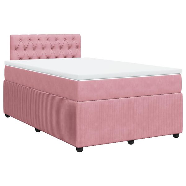 vidaXL Boxspringbett mit Matratze Rosa 120x190 cm Samt