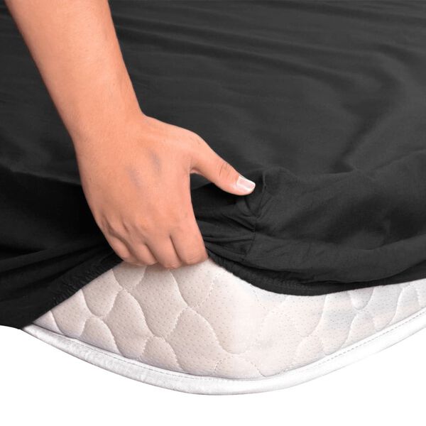 vidaXL Spannbettlaken 2 Stk. 180x200 cm Baumwolle Schwarz