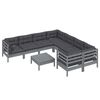 vidaXL 9-tlg. Garten-Lounge-Set mit Kissen Grau Kiefernholz