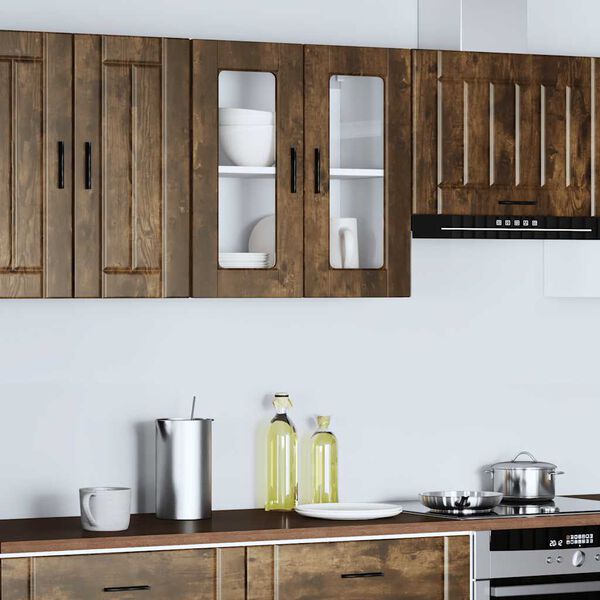 vidaXL K&uuml;chen-H&auml;ngeschrank mit Glast&uuml;r Porto R&auml;uchereiche