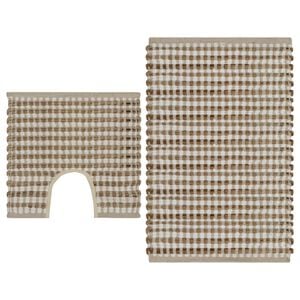 vidaXL Handgewebtes Badematten-Set Jute Stoff Natur und Wei&szlig;
