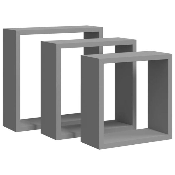 vidaXL W&uuml;rfelregale 3 Stk. Grau MDF