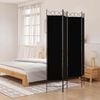 vidaXL 4-tlg. Paravent Schwarz 160x200 cm Stoff