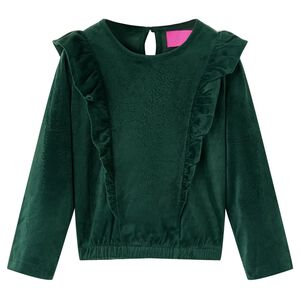 Kinderbluse mit R&uuml;schen Dunkelgr&uuml;n 104
