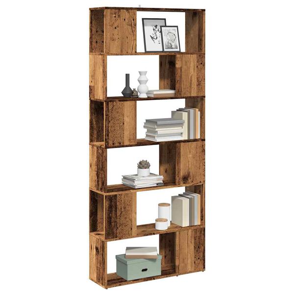 vidaXL B&uuml;cherregal/Raumteiler Altholz-Optik 80x24x186 cm