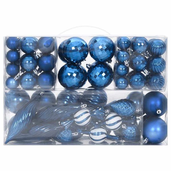 vidaXL Weihnachtskugeln 98 Stk. Blau &Oslash;3/4/6 cm