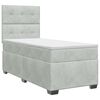 vidaXL Boxspringbett mit Matratze Hellgrau 90 x 200 cm Samt