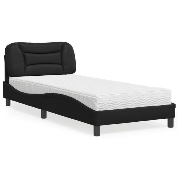 vidaXL Bett mit Matratze "Hvar" Schwarz 80x200 cm Kunstleder