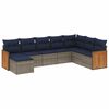 vidaXL 8-teiliges Gartensofa-Set mit Kissen, grau, Polyrattan
