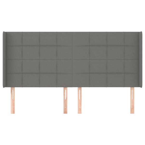vidaXL Kopfteil mit Ohren Dunkelgrau 183x16x118/128 cm Stoff