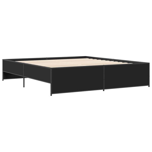vidaXL Bettgestell Schwarz 200x200 cm Holzwerkstoff und Metall