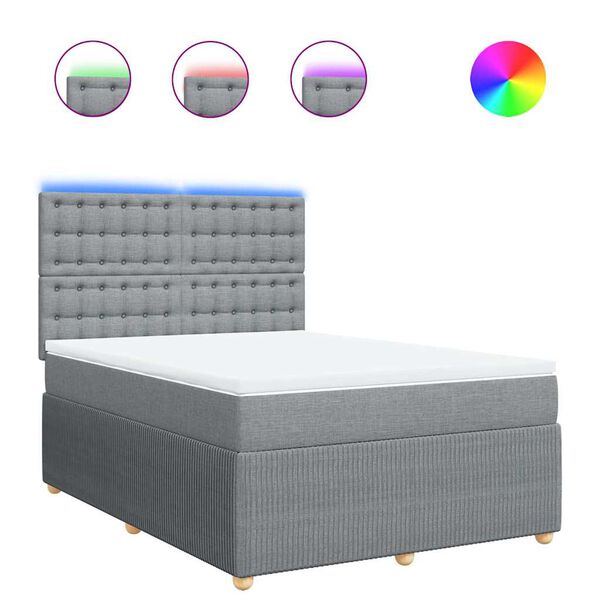 vidaXL Boxspringbett mit Matratze Hellgrau 160x200 cm Stoff
