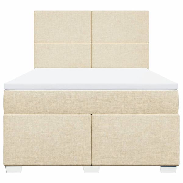vidaXL Boxspringbett mit Matratze Creme 140x190 cm Stoff