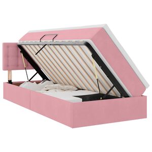 vidaXL LED-Speicherbett mit Matratze Rosa 90 x 200 cm Samt