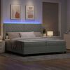 vidaXL Boxspringbett mit LED-Lichtleisten Hellgrau 200 x 200 cm Samt