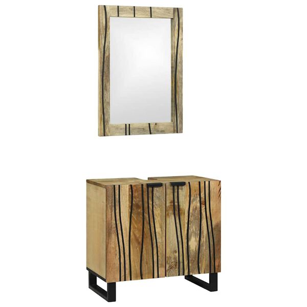 vidaXL Badezimmerm&ouml;bel-Set mit Regal mit T&uuml;r 2 pcs Braun Holzwerkstoff